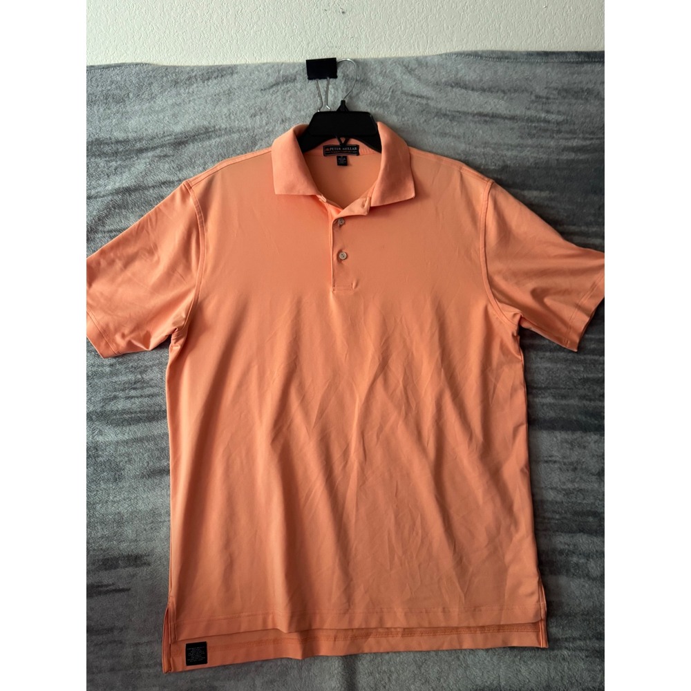 Peter Millar Mens Summer Comfort Polo Shirt Peach Orange Stretch Golf Top M